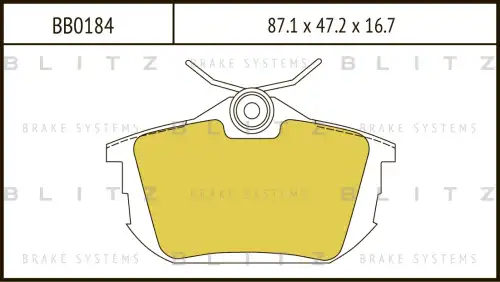 BLITZ (BB0184) Колодки тормозные MITSUBISHI COLT 04>/SMART FORFOUR 05>/VOLVO S40/V40 задние