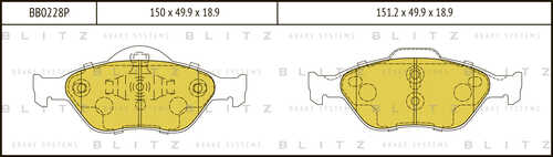 BLITZ (BB0228P) Колодки тормозные дисковые передние FORD Fiesta/Fusion 01-> BLITZ BB0228P