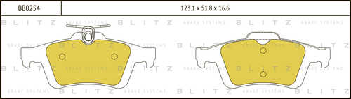 BLITZ (BB0254) Колодки тормозные FORD FOCUS II/III/MAZDA 3/OPEL VECTRA C/VOLVO S40 задние