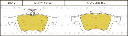 BLITZ (BB0255) Колодки тормозные FORD FOCUS II/III/MAZDA 3/OPEL VECTRA C/VOLVO S40 задние