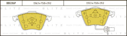 BLITZ (BB0286P) Колодки тормозные передние (с датчиком) BB0286P