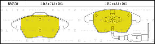 BLITZ (BB0300) Колодки тормозные AUDI A3/VOLKSWAGEN G5/PASSAT 06>/TOURAN 03>06/CADDY 04> пер.