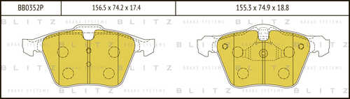 BLITZ (BB0352P) Колодки тормозные дисковые передние
