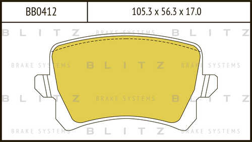 BLITZ (BB0412) Колодки тормозные HAVAL F7/F7x/VW PASSAT/TIGUAN 07- задние