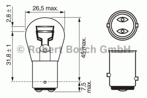 BOSCH (1987302282) Лампа накаливания сигнальная P21/5W BAY15s Long Life Day 12V 21/5W картон 10шт цена за 1шт