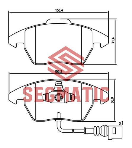 SEGMATIC (SGBP2556) Колодки тормозные VAG POLO/OCTAVIA 1.6 08- перед. с датчиком