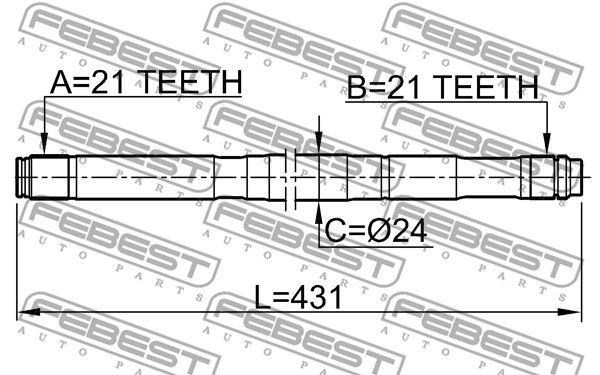 FEBEST (0212QG15LH) ПОЛУОСЬ ЛЕВАЯ 21x431x21 (NISSAN ALMERA N16 (UKP) 2000-2006) FEBEST