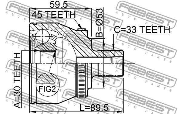 FEBEST (1710004A45) ШРУС AUDI A4 I/A6 II/SKODA/VW PASSAT V 1.6-2.3 94-08 нар.