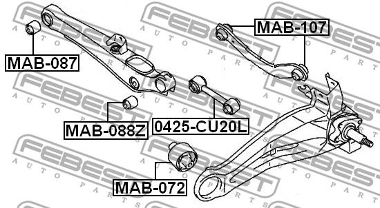 FEBEST (MAB107) Сайлентблок тяги MITSUBISHI LANCER 00-09/OUTLANDER 06- зад.подв.