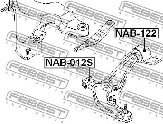 FEBEST (NAB012S) Сайлентблок рычага NISSAN ALMERA TINO 98-03 пер.подв.перед.