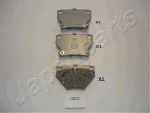 JAPAN PARTS (PP203AF) Колодки тормозные TOYOTA CELICA 99-/COROLLA 00-/PRIUS 1.5 00-/YARIS 99- задние