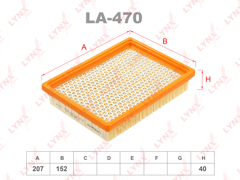 LYNXAUTO (LA470) Фильтр воздушный KIA Pride 1.3 90> MAZDA Demio 1.3-1.5 >02 FORD Festiva 1.3 >94/1.5 92-97