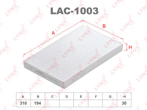 LYNX (LAC1003) Фильтр воздушный салона AUDI A6 (97-99) LYNX
