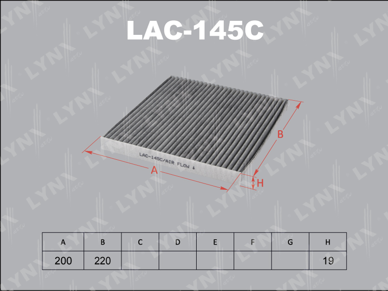 LYNX (LAC145C) Фильтр салона TOYOTA COROLLA/AVENSIS 02- угольный