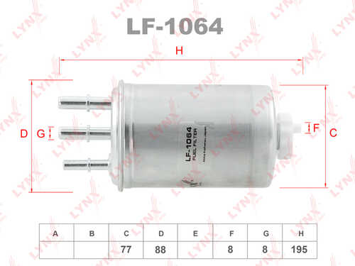 LYNXAUTO (LF1064) Фильтр топливный FORD Focus I 1.8D 01-04/Mondeo 2.0D-2.2TD 01-07/Torneo 1.8D/TD 02> / Transit 1.8D-T