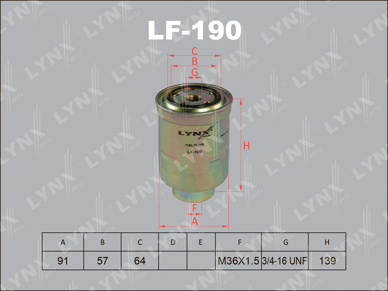 LYNXAUTO (LF190) Фильтр топливный TOYOTA/MAZDA D/TD