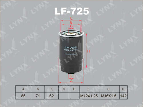 LYNXAUTO (LF725) Фильтр топливный KIA/HYUNDAI 1.1D-2.5D 03-