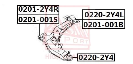 ASVA (0201001S) Сайлентблок рычага подвески перед. NISSAN/INFINITI MAXIMA CEFIRO A33 1998-2003