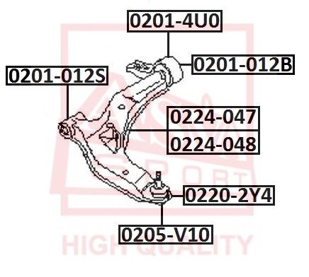 ASVA (0201012S) Сайлентблок рычага подвески перед. NISSAN/INFINITI ALMERA TINO V10M 1998-2003