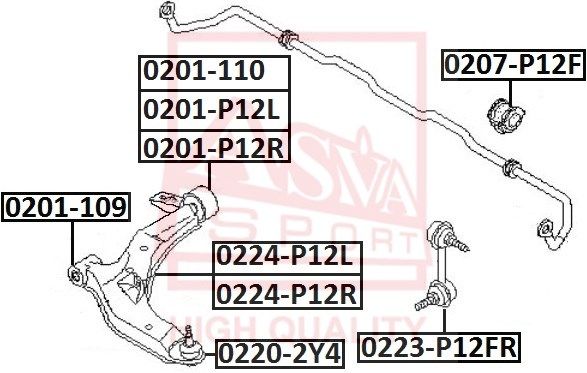 ASVA (0201109) Сайлентблок рычага подвески перед. NISSAN/INFINITI PRIMERA P12 2001-2005