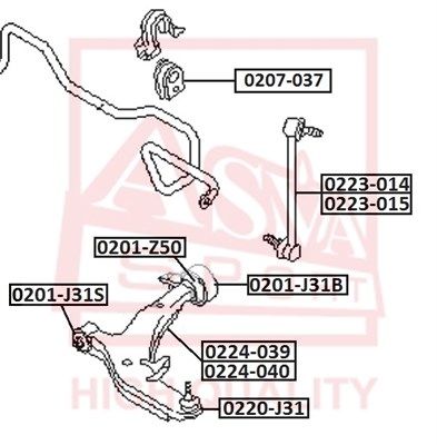 ASVA (0201J31S) Сайлентблок рычага подвески перед. NISSAN/INFINITI TEANA J31 2003-2008 MURANO Z50 2002-2007