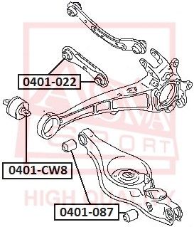 ASVA (0401022) Сайлентблок рычага MITSUBISHI LANCER 07- задн. поперечного верхнего передн.