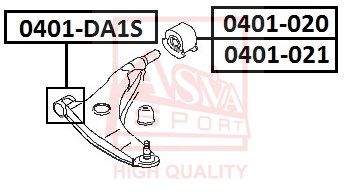 ASVA (0401DA1S) Сайлентблок рычага подвески перед. MITSUBISHI CARISMA DA 1995-2006