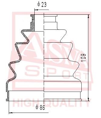 ASVA (ASBT127) ПЫЛЬНИК ШРУС AUDI 80 23x86x109 (БЕЗ СМАЗКИ)