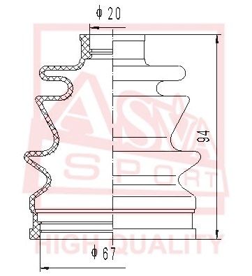 ASVA (ASBT23) Пыльник ШРУСа (КОМПЛЕКТ БЕЗ СМАЗКИ) MAZDA 323(88-89) DAEWOO TICO KIA PRIDE