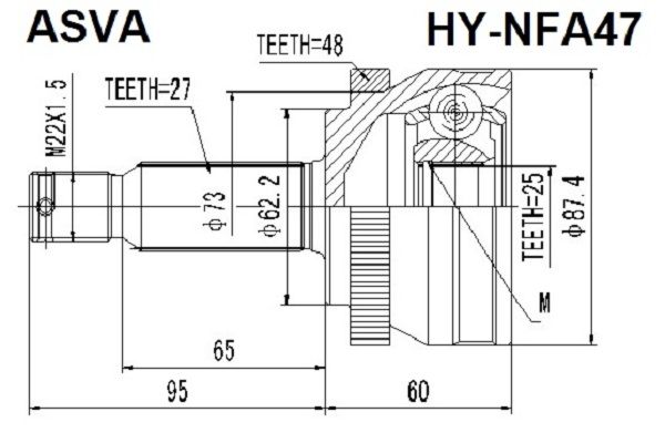ASVA (HYNFA47) ШРУС HYUNDAI/KIA SONATA V (NF)
