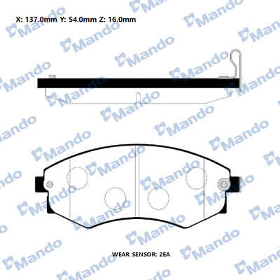 MANDO (MPD10) Колодки тормозные SSANGYONG Musso,Korando передние (4шт.) MANDO