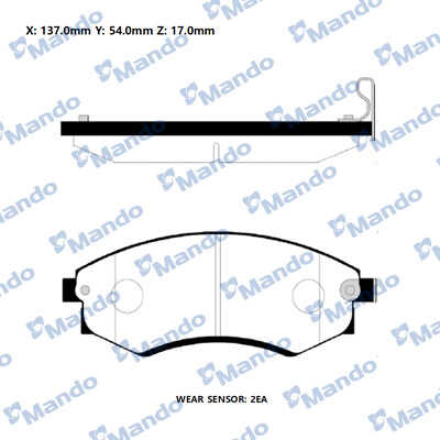 MANDO (MPH02) Колодки тормозные HYUNDAI Elantra,Lantra (91-) (1.8) передние (4шт.) MANDO