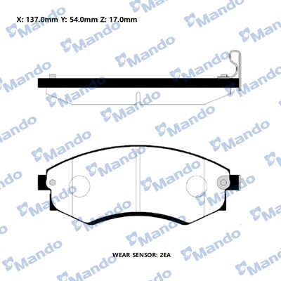 MANDO (MPH04) Колодки тормозные HYUNDAI ELANTRA/MATRIX/SONATA/SSANGYONG REXTON/KORANDO перед.