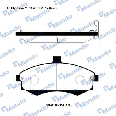 MANDO (MPH29) Колодки тормозные HYUNDAI Elantra (00-),Matrix (02-) передние (4шт.) MANDO