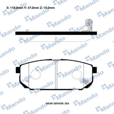MANDO (MPK21) Колодки тормозные KIA Sorento (02-) задние (4шт.) MANDO
