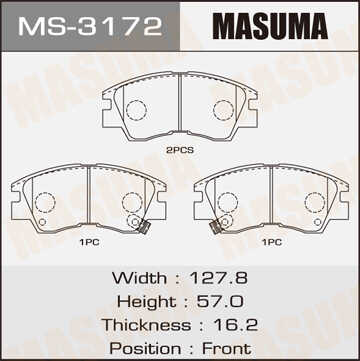 MASUMA (MS3172) Колодки тормозные MITSUBISHI L200/PAJERO/ -06 передн.