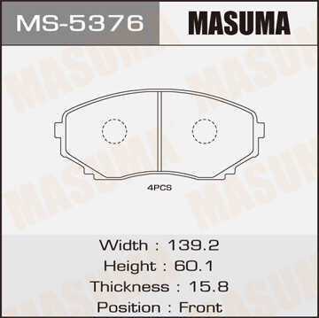 MASUMA (MS5376) колодки дисковые передние  Mazda MPV 2.3i3.0i2.0Di 02>