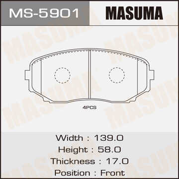 MASUMA (MS5901) колодки дисковые передние  Mazda CX-7 2.3Turbo MZR DISI 07>
