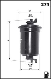MECAFILTER (ELE6077) Фильтр топливный MITSUBISHI CARISMA 1.6-1.8L