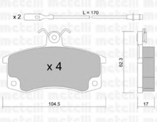 METELLI (2200621) Колодки тормозные LADA 2110/2111/2112/KALINA/PRIORA 95- перед.