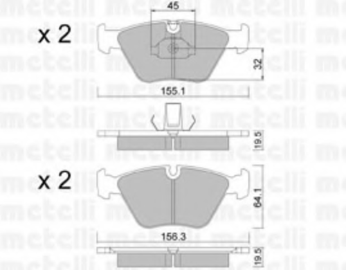 METELLI (2202073) Колодки тормозные BMW 5(E39) -04 перед.