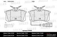 MILES (E110182) Колодки тормозные задние с датчиком (Смесь Semi-Metallic) SEAT IBIZA 02-/SKODA FABIA 99-08/VW POLO 01- (TRW GDB1475) E110182