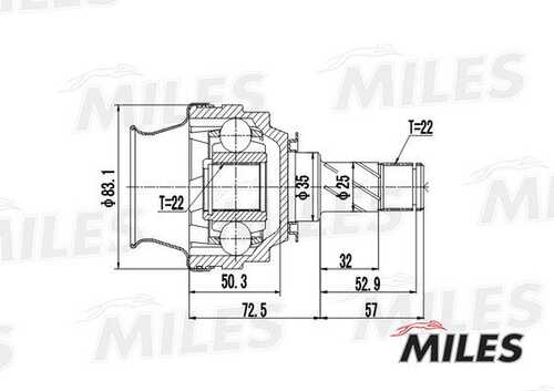 MILES (GA10021) ШРУС OPEL ASTRA F/CORSA A/B/KADETT D/E/VECTRA A 1.2-1.7D 79-00 внутр.