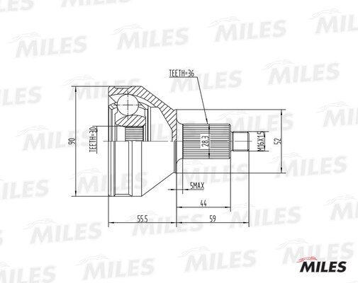 MILES (GA20020) ШРУС AUDI A1/A2/SKODA/VW POLO IV-V/FOX 1.2TSI-2.0 99- нар.