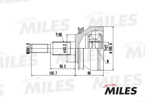 MILES (GA20530) ШРУС VW T5 1.9D/2.0 03- нар.