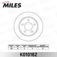 MILES (K010162) Диск тормозной MAZDA 3 1.4-2.0 03- задний