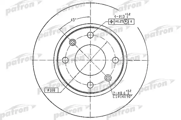 PATRON (PBD1221) Диск тормозной передн CITROEN: AX 91-96, SAXO 96-03, XSARA 97-05, XSARA Break 97-05, XSARA купе 98-05, ZX 91-97, ZX Break 93-98, PEUGEOT: 106 I 91-96, 106 II 96