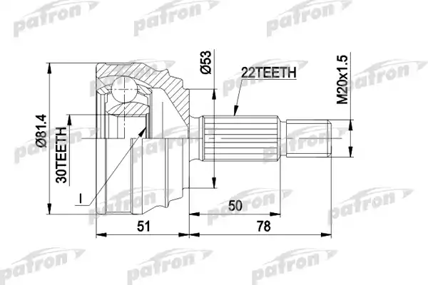 PATRON (PCV1021) ШРУС наружн к-кт VW: GOLF II, JETTA II 8.83-, VENTO 1.4-1.6 11.91-