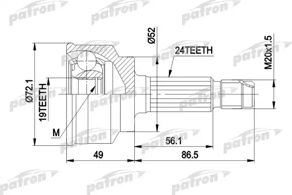 PATRON (PCV1171) ШРУС наружн к-кт 24x52x19 KIA: PRIDE 90-, MAZDA: 121 II 90-96