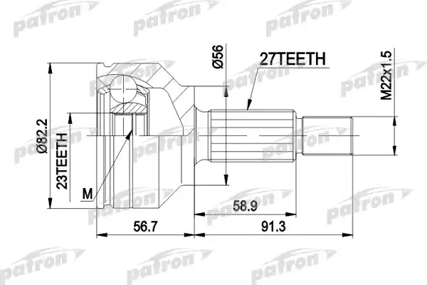 PATRON (PCV3610) ШРУС наружн к-кт 27x56.1x23 FORD: FOCUS 1.8TDCi 03/01-11/04, MONDEO III 1.8 16v / 1.8SCi / 2.0 16v 11/00-
